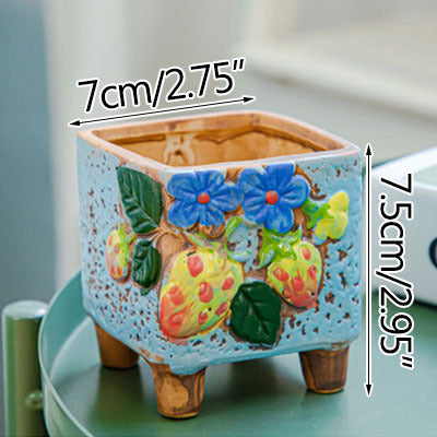 Square Ceramic Succulent Pot - ArtOm_farm™ MICROGREENS