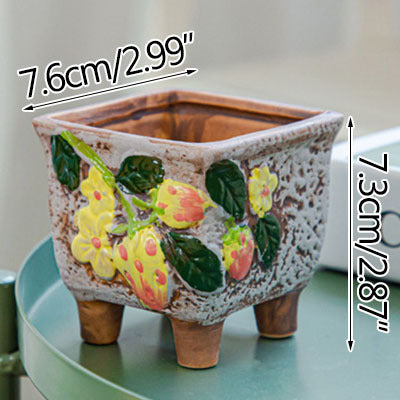 Square Ceramic Succulent Pot - ArtOm_farm™ MICROGREENS