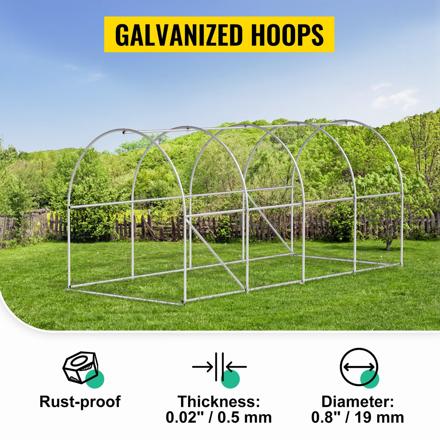 VEVOR Walk-in Tunnel Greenhouse, 15 X 7 X 7 Ft Portable Plant Hot House W Galvanized Steel Hoops, 1 Top Beam, Diagonal Poles, Zippered Door & 8 Roll-up Windows, Green - ArtOm_farm™ MICROGREENS