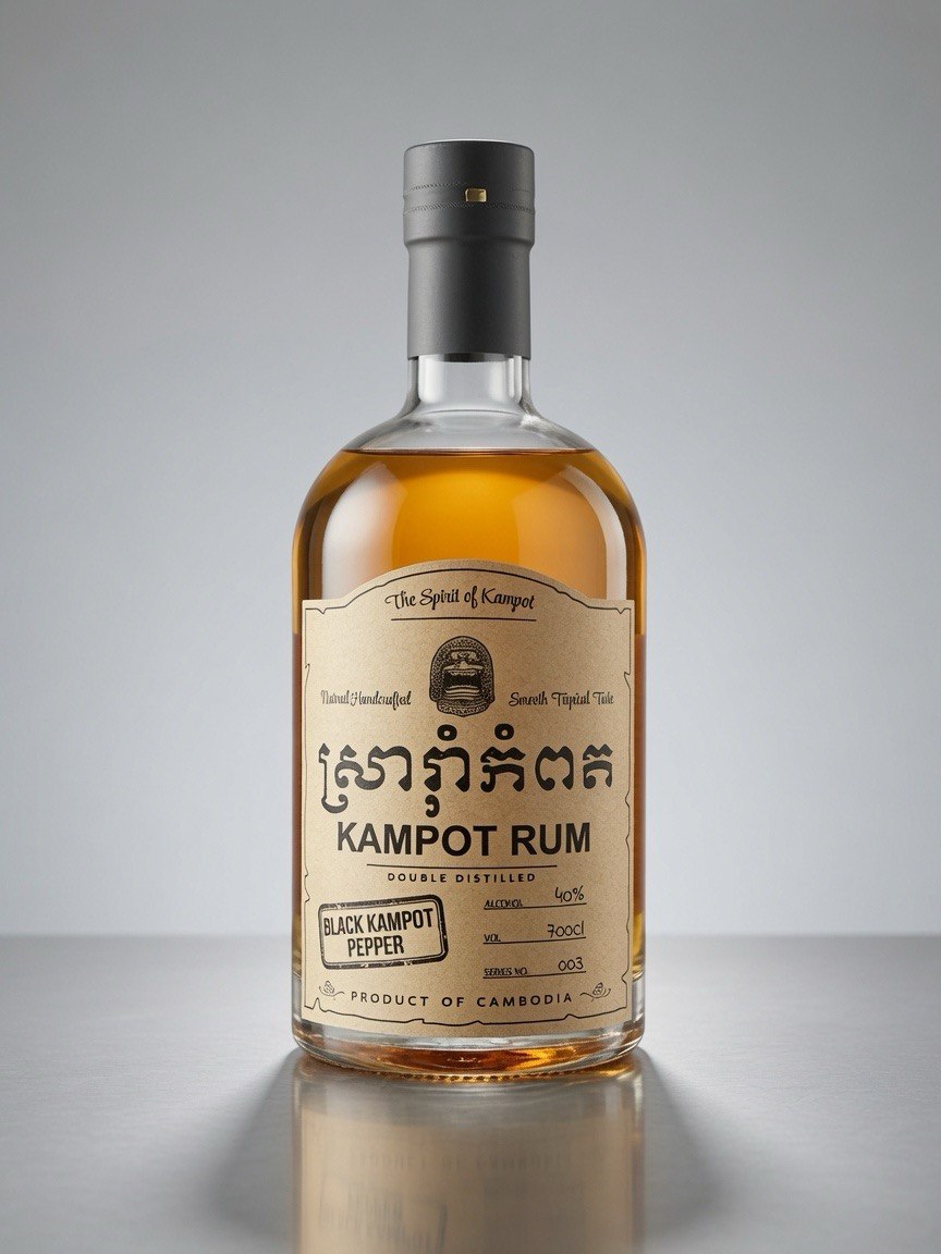 Kampot Rum Black Pepper - Premium 40% Alc ជាមួយនឹងរសជាតិពិតៗពីកំពត