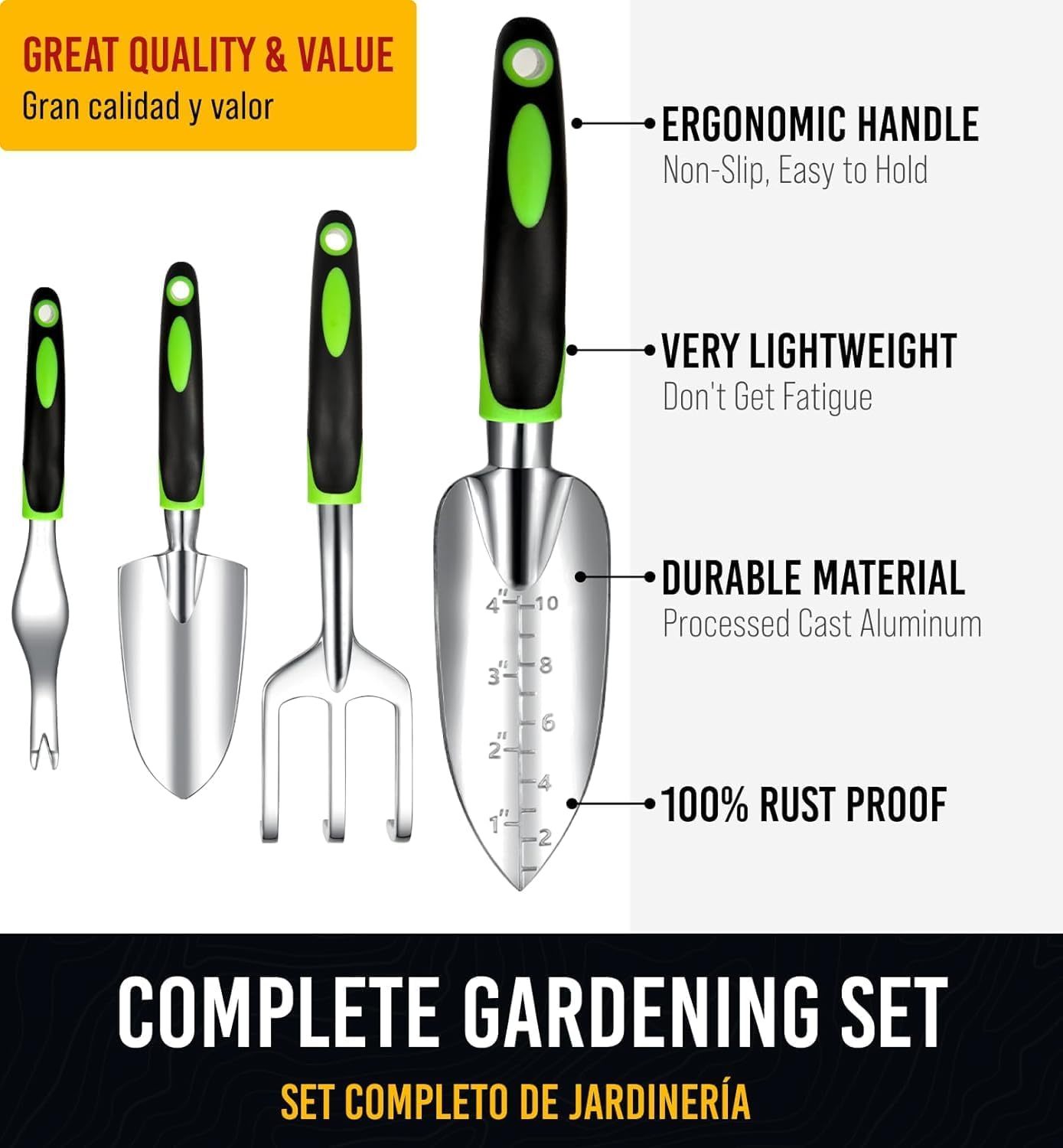 Heavy Duty Garden Tool Set (9 items) - Durable, Ergonomic, Rust-Resistant! - ArtOm_farm™ MICROGREENS