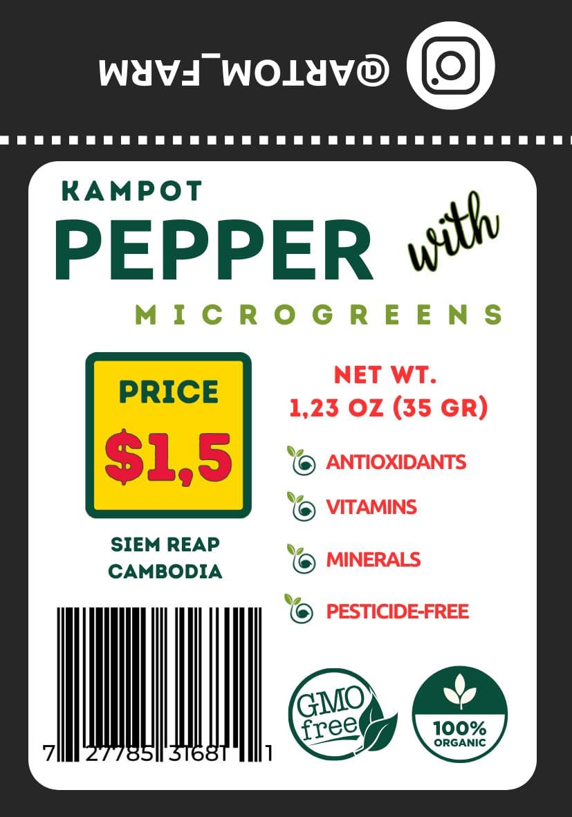 Black Kampot Pepper with Dried Mix Microgreens (Sunflower, Radish, Spinach) 35g