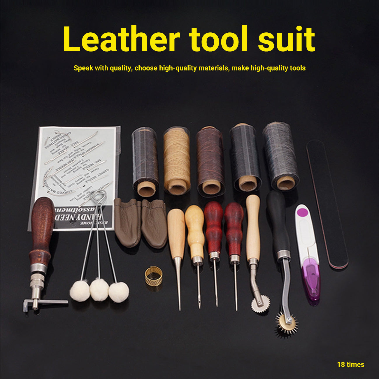 Hand Stitching and Leatherworking Tool Kit, 18 Pieces - ArtOm_farm™ MICROGREENS