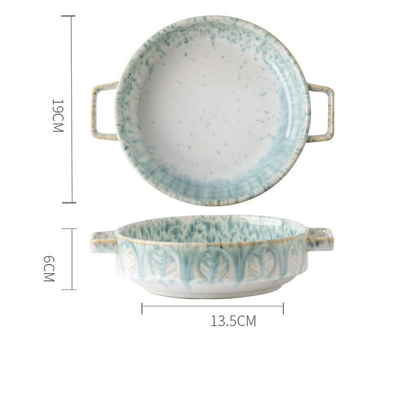 Elegant Ceramic Double Ear Vegetable Bowl