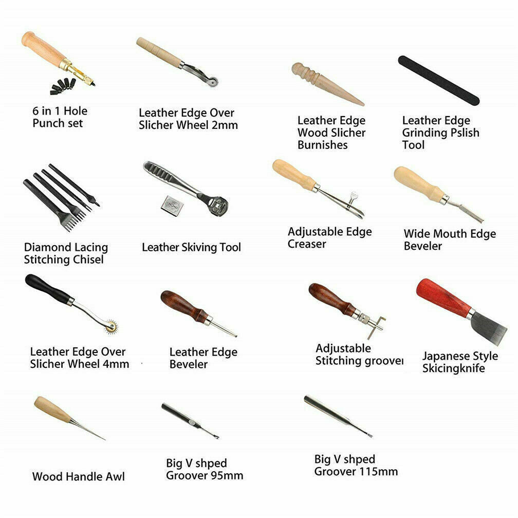 18 in 1 Leather Tool Kit: Punches and Accessories for Handcrafting - ArtOm_farm™ MICROGREENS