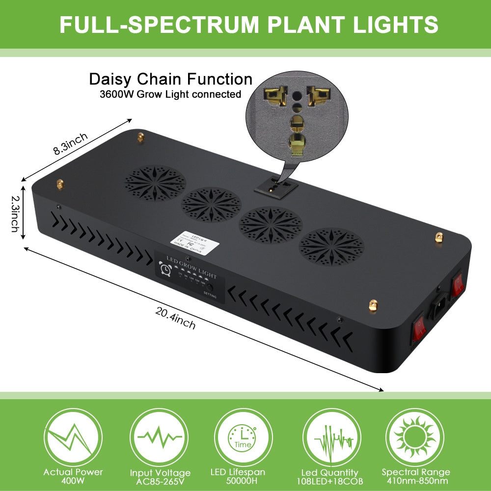 3600W LED grow light with dual control timer