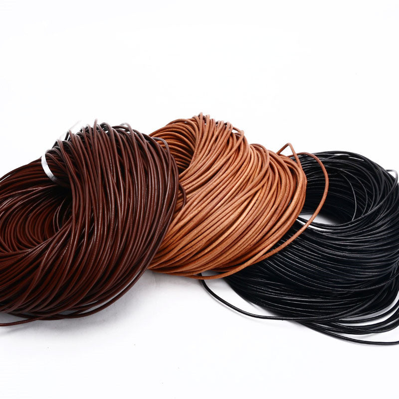 Braided leather cord - round cord made of vegetable-tanned genuine leather - ArtOm_farm™ MICROGREENS