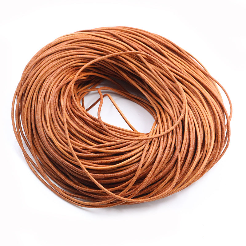 Braided leather cord - round cord made of vegetable-tanned genuine leather - ArtOm_farm™ MICROGREENS