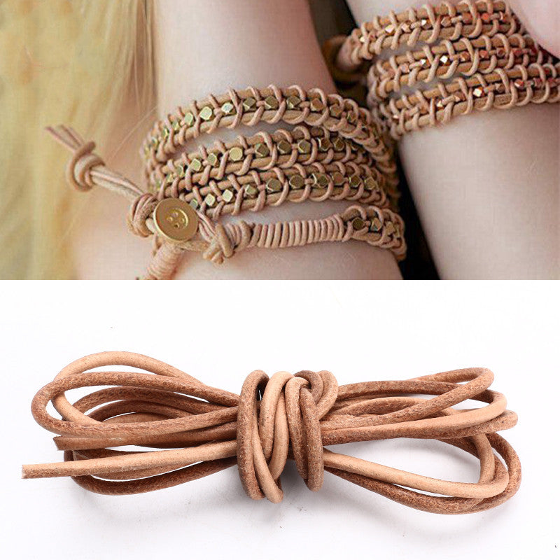 Braided leather cord - round cord made of vegetable-tanned genuine leather - ArtOm_farm™ MICROGREENS