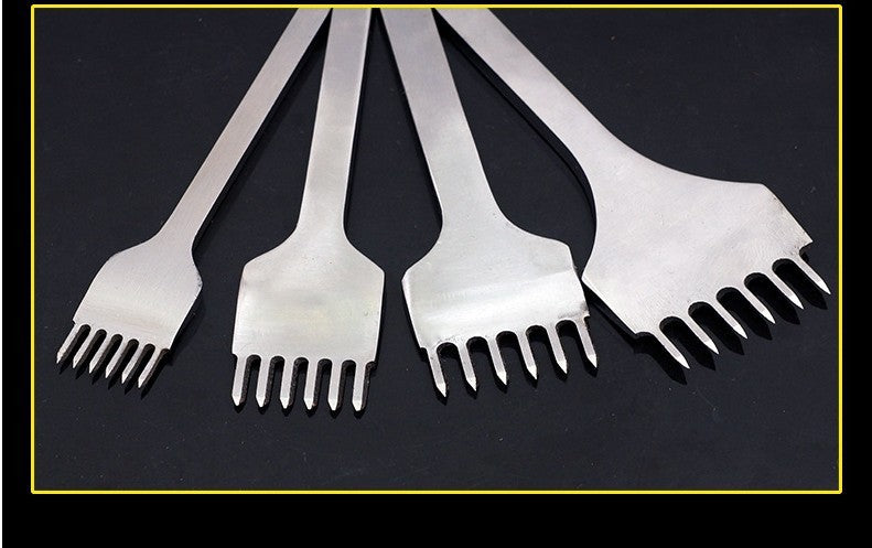 WUTA Leather Punch, Diamond Fork, Fully Polished (3/4 mm, 1/2/4/6 Teeth) - ArtOm_farm™ MICROGREENS