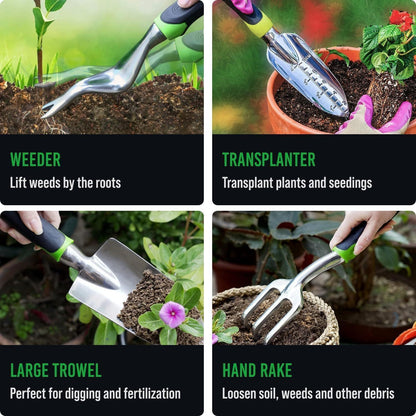 Heavy Duty Garden Tool Set (9 items) - Durable, Ergonomic, Rust-Resistant! - ArtOm_farm™ MICROGREENS