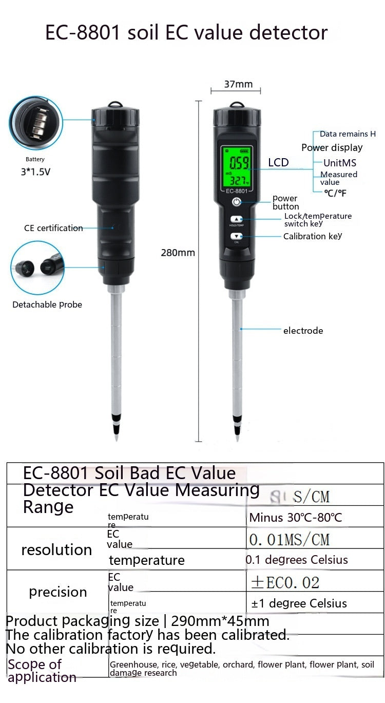 Soil Thermometer, Water Conductivity Meter and Water Quality Meter