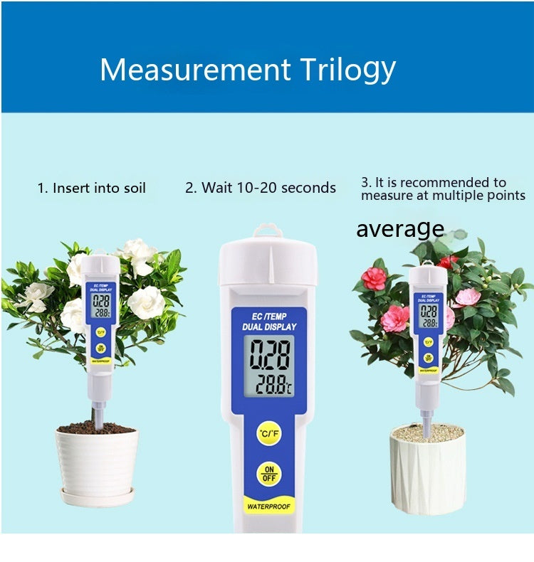 Soil Thermometer, Water Conductivity Meter and Water Quality Meter