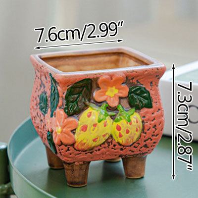 Square Ceramic Succulent Pot - ArtOm_farm™ MICROGREENS
