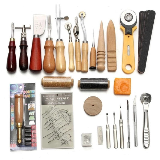 Leather Craft and Hand Sewing Kit - Leatherworker Tool Kit - ArtOm_farm™ MICROGREENS