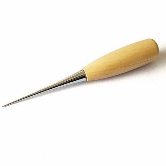 Leather awl with wooden handle and drilling function