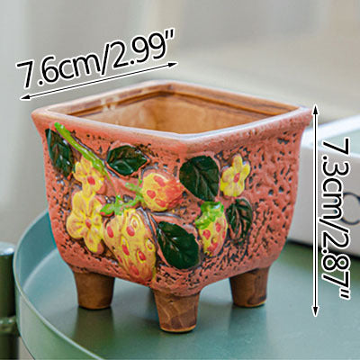 Square Ceramic Succulent Pot - ArtOm_farm™ MICROGREENS