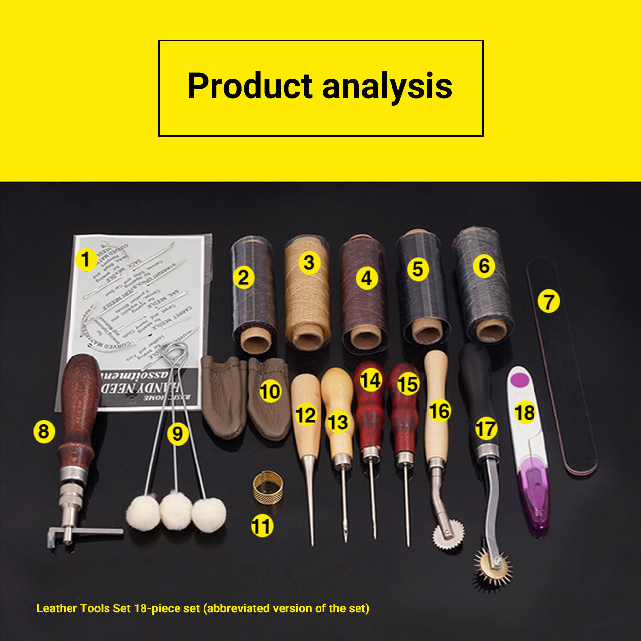 Hand Stitching and Leatherworking Tool Kit, 18 Pieces - ArtOm_farm™ MICROGREENS