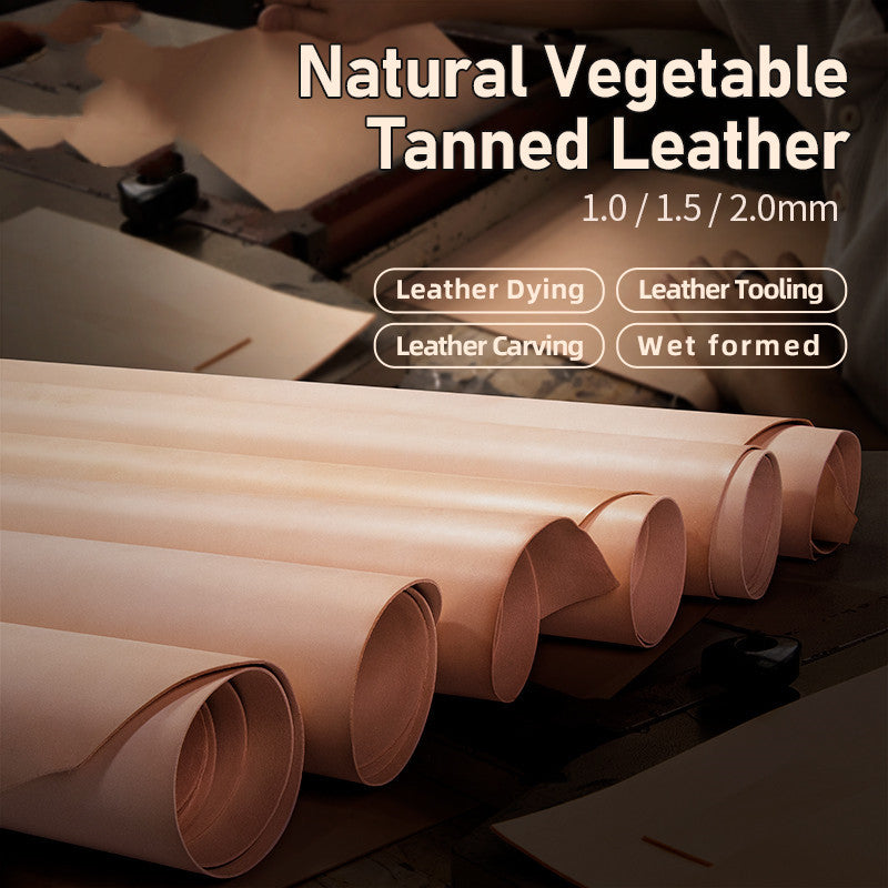 Natural vegetable-tanned leather in a primary color - ArtOm_farm™ MICROGREENS