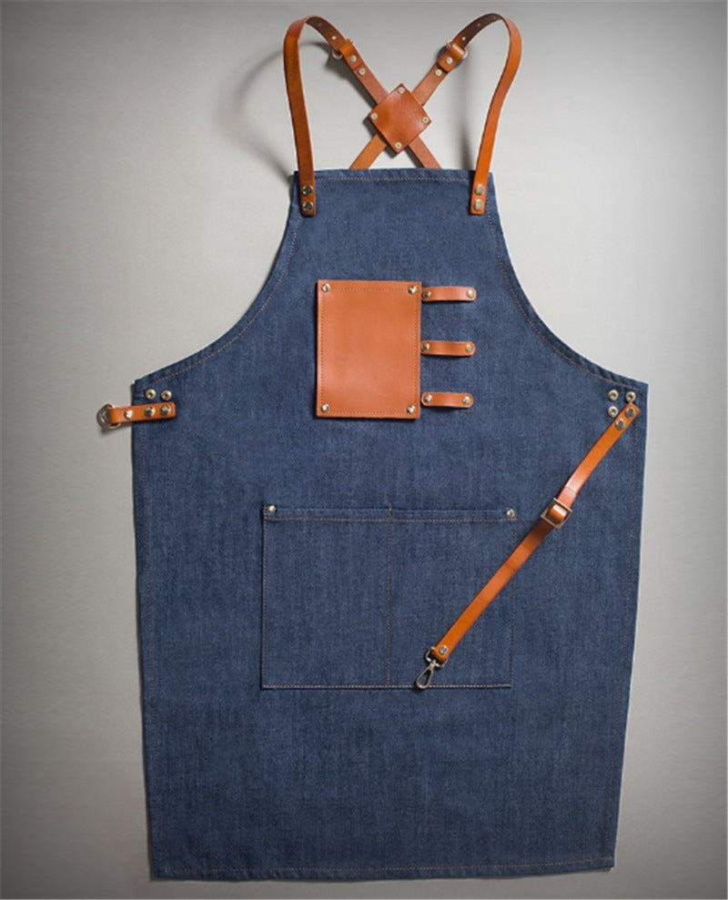 Waxed Canvas Apron with Leather Inserts - Waterproof Craftsman Work Apron - ArtOm_farm™ MICROGREENS