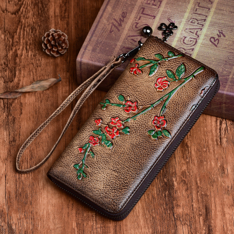 Long vegetable tanned purse