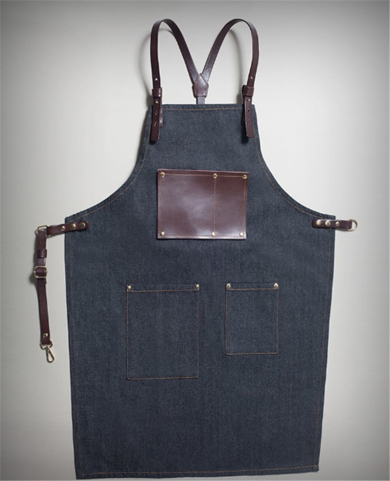 Waxed Canvas Apron with Leather Inserts - Waterproof Craftsman Work Apron - ArtOm_farm™ MICROGREENS