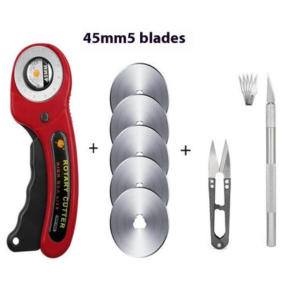 Rotary knife for leather and fabric with handle, 45 mm — Patchwork Rotary Cutter - ArtOm_farm™ MICROGREENS