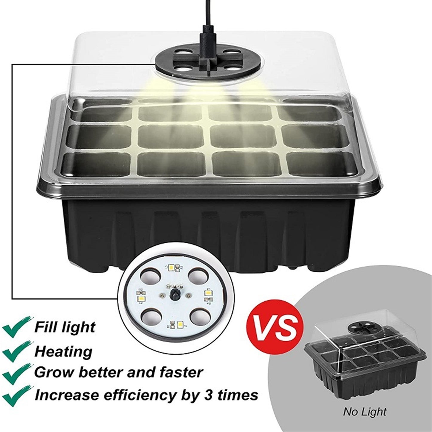 12-Cell Seedling Pot with LED Light