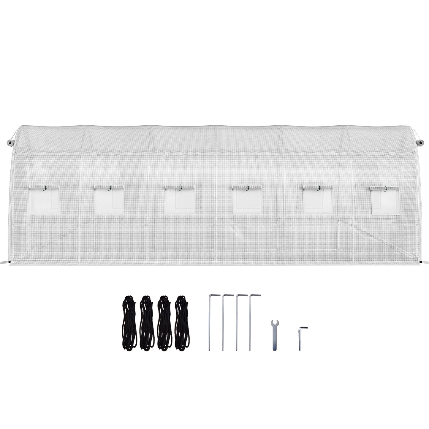 VEVOR Walk-in Tunnel Greenhouse, 20 X 10 X 7 Ft Portable Plant Hot House W Galvanized Steel Hoops, 3 Top Beams, Diagonal Poles, 2 Zippered Doors & 12 Roll-up Windows, White - ArtOm_farm™ MICROGREENS