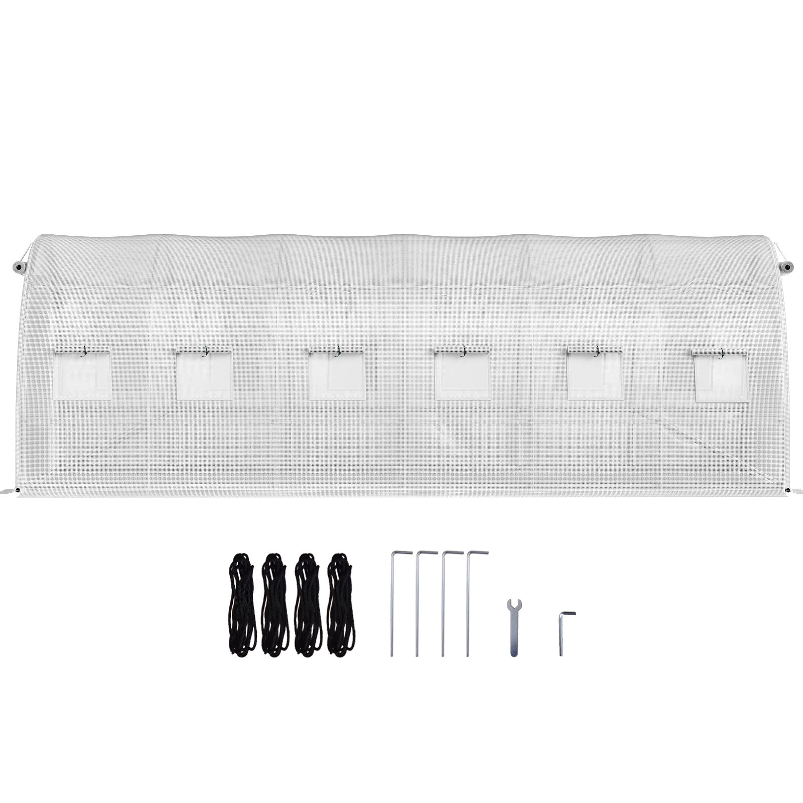 VEVOR Walk-in Tunnel Greenhouse, 20 X 10 X 7 Ft Portable Plant Hot House W Galvanized Steel Hoops, 3 Top Beams, Diagonal Poles, 2 Zippered Doors & 12 Roll-up Windows, White - ArtOm_farm™ MICROGREENS