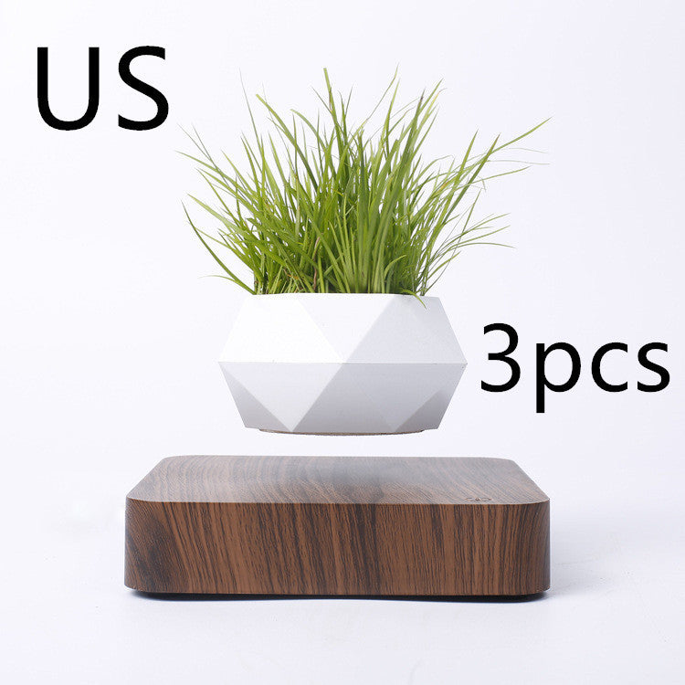 Magnetic Levitation Polygonal Wood Grain Potted Plant - ArtOm_farm™ MICROGREENS