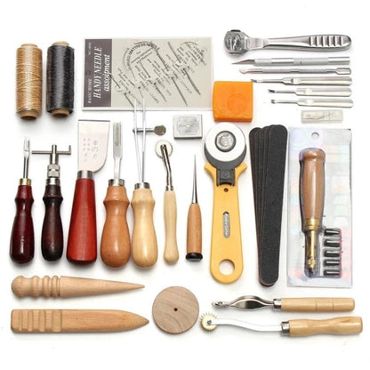 Leather Craft and Hand Sewing Kit - Leatherworker Tool Kit - ArtOm_farm™ MICROGREENS