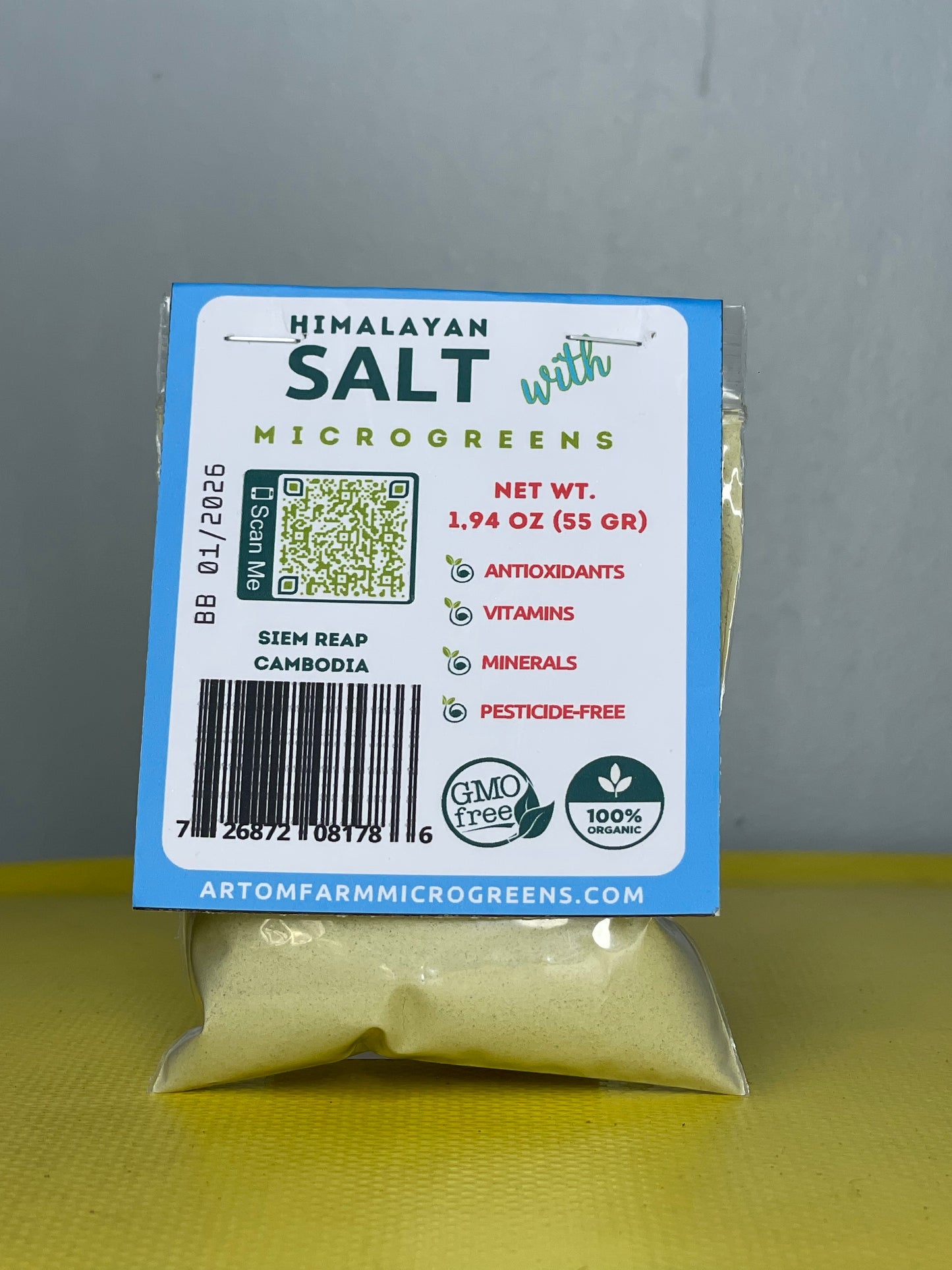 អំបិលហិម៉ាឡៃយ៉ានជាមួយមីក្រូហ្គ្រីនលាយ - ផ្កាឈូករ័ត្ន រ៉ាឌីស ស្ពៃ - 55 ក្រាម