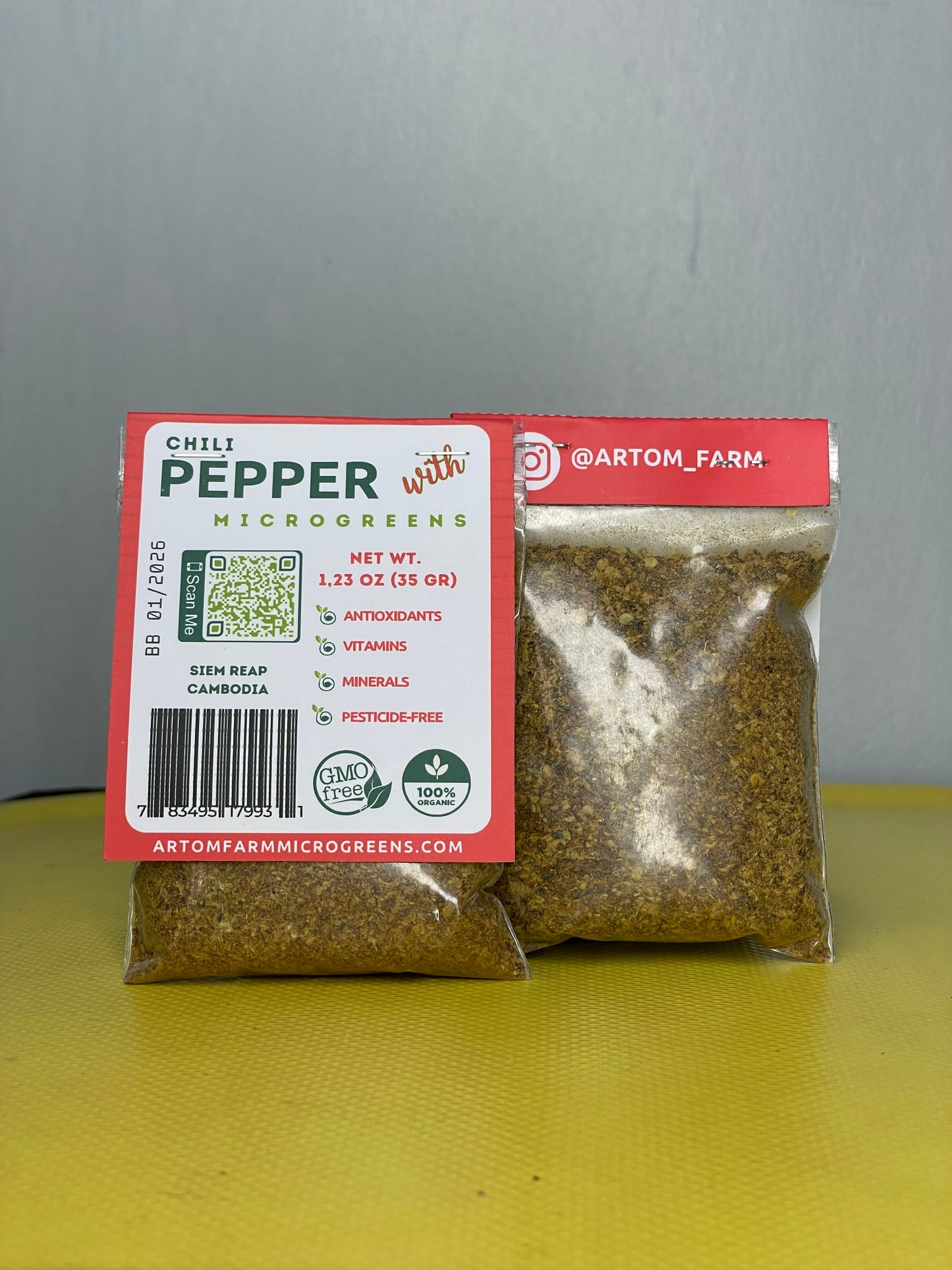 ម្ទេសម្ទេស មីក្រៀម លាយជាមួយផ្កាឈូករ័ត្នស្ងួត រ៉ាឌីស ស្ពៃណាច - ៣៥ ក្រាម