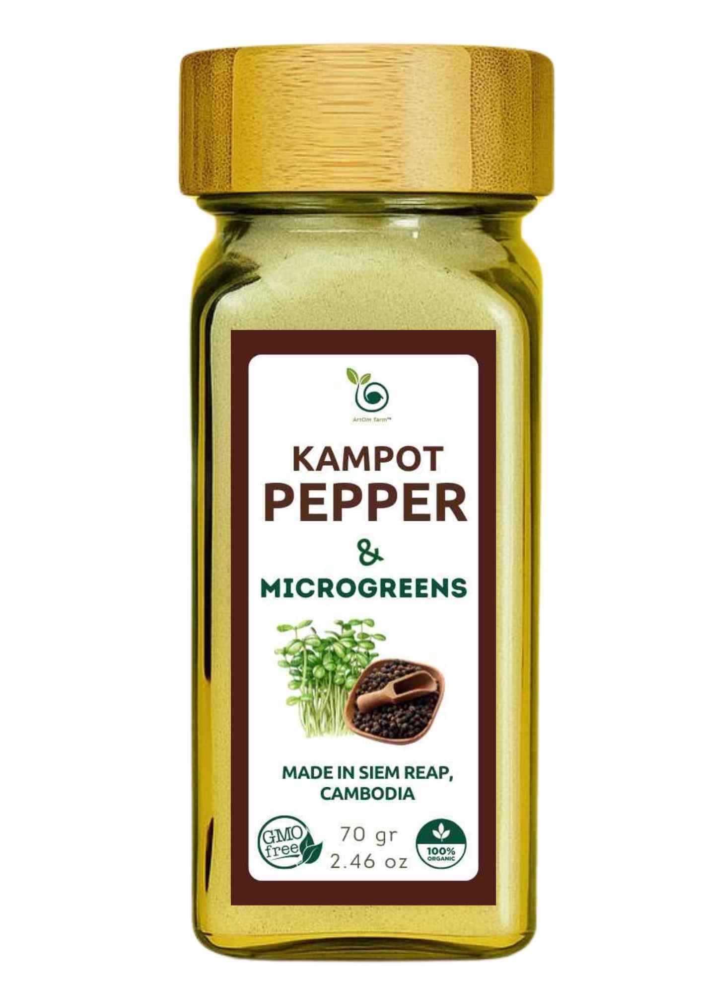Black Kampot Pepper Mix with Dried Microgreens (Sunflower, Radish, Spinach) - 70g