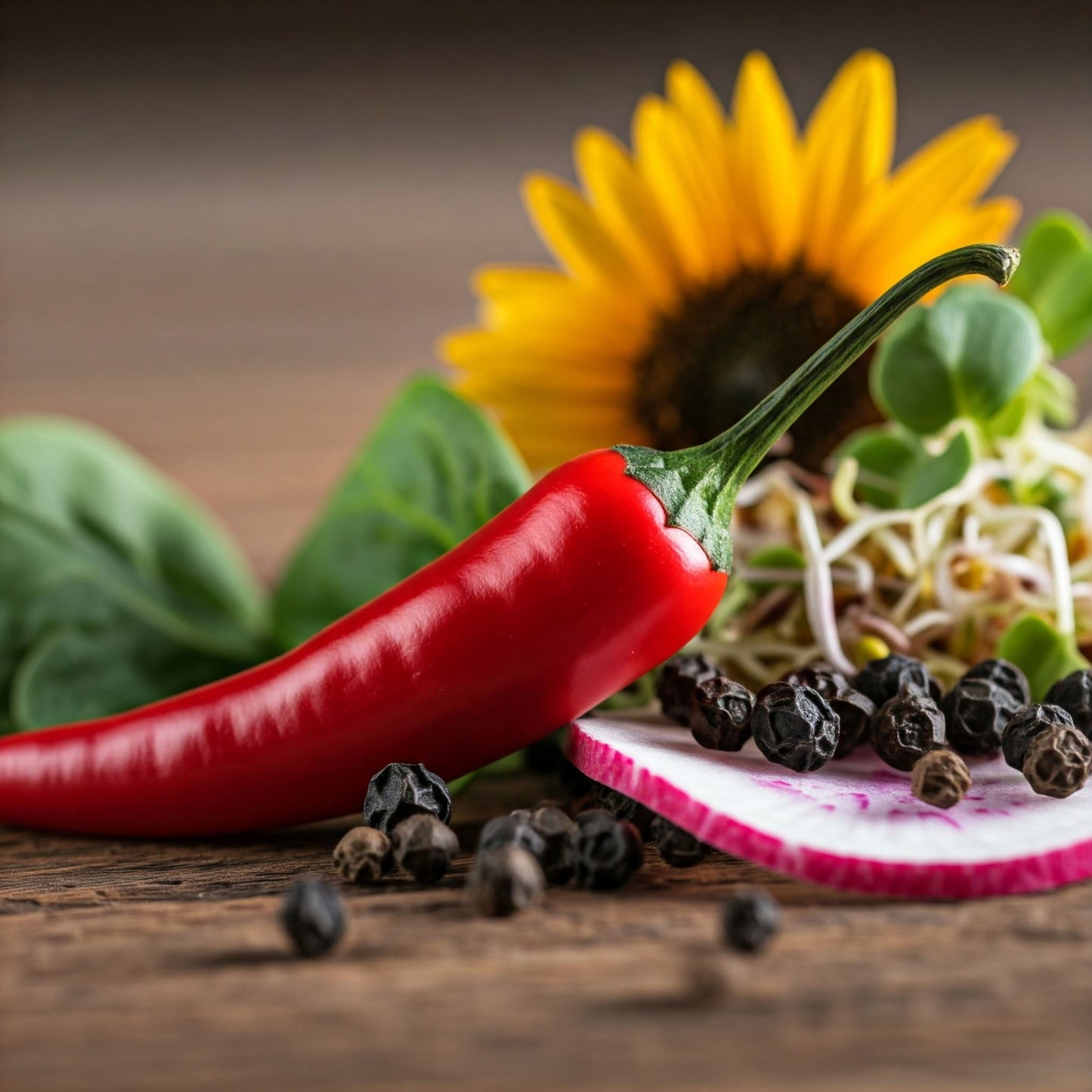 Chili Pepper with Dried Mix Microgreens (Sunflower, Radish, Spinach) 35g