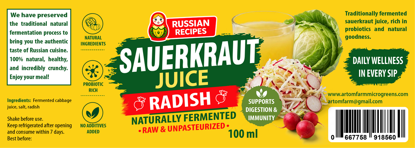 Sauerkraut Juice & Radish - Organic Probiotic Drink
