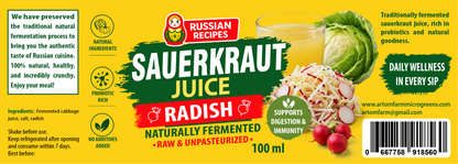 Sauerkraut Juice & Radish - Organic Probiotic Drink
