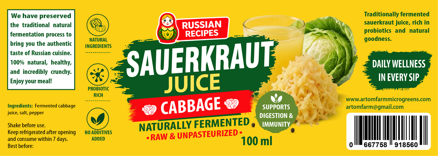Sauerkraut Juice Original  - Probiotic Fermented Drink for Gut Health