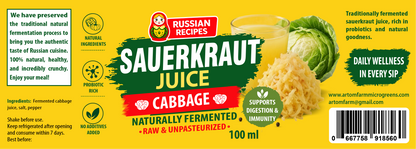 Sauerkraut Juice Original  - Probiotic Fermented Drink for Gut Health