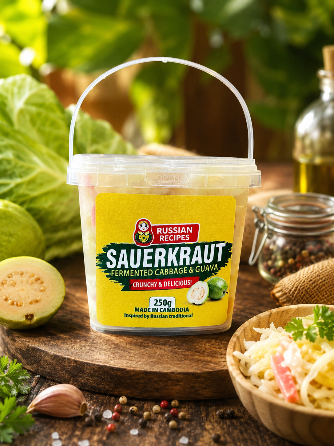 Sauerkraut Fermented Cabbage
 & Guava - A Delicious Boost to Your Gut Health