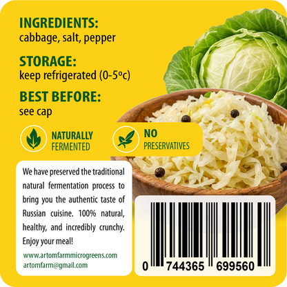 Sauerkraut Fermented Cabbage Original - Authentic Probiotic Superfood
