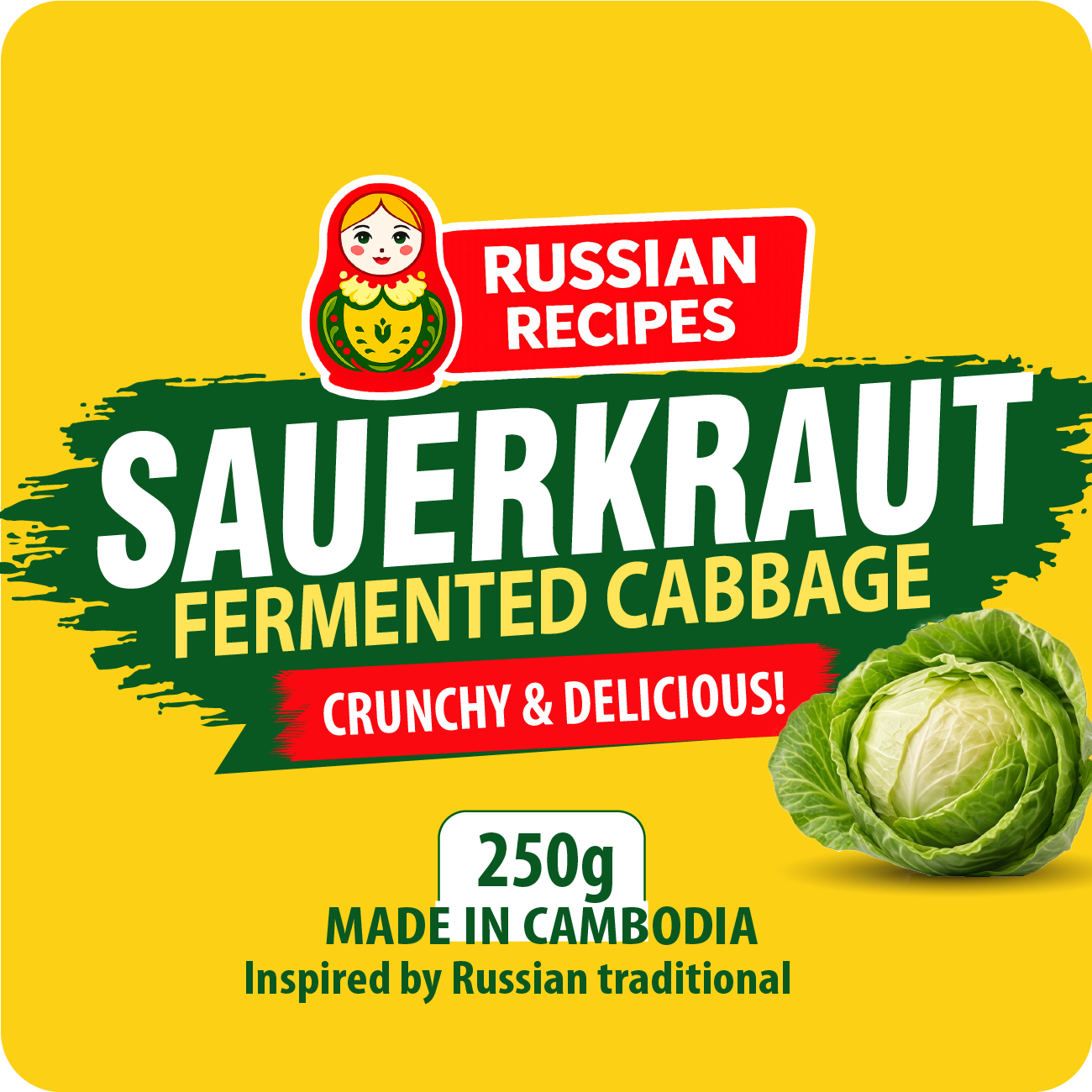 Sauerkraut Fermented Cabbage Original - Authentic Probiotic Superfood