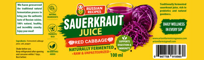 Sauerkraut Juice Red Cabbage  – Tangy, Fermented Flavor