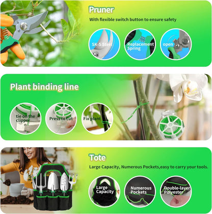 Heavy Duty Garden Tool Set (9 items) - Durable, Ergonomic, Rust-Resistant! - ArtOm_farm™ MICROGREENS