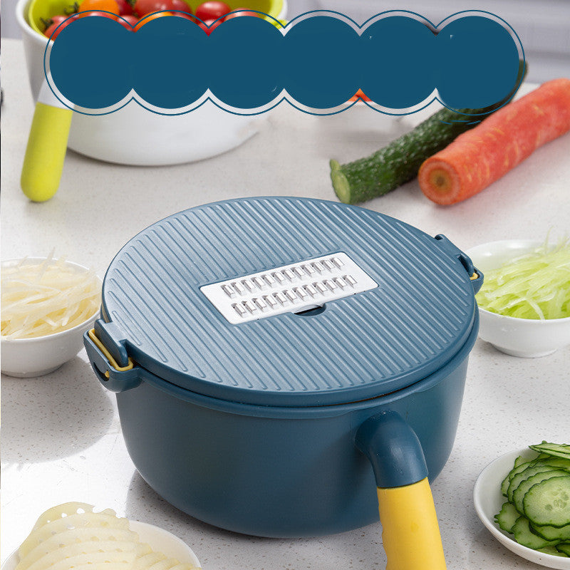 Multifunctional vegetable cutter with drain basket