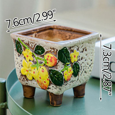 Square Ceramic Succulent Pot - ArtOm_farm™ MICROGREENS