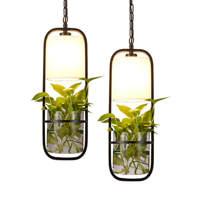 Creative Hydroponic Pendant Light with Fabric Shade