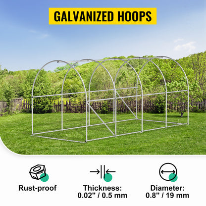 VEVOR Walk-in Tunnel Greenhouse, 15 X 7 X 7 Ft Portable Plant Hot House W Galvanized Steel Hoops, 1 Top Beam, Diagonal Poles, Zippered Door & 8 Roll-up Windows, Green - ArtOm_farm™ MICROGREENS