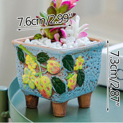 Square Ceramic Succulent Pot - ArtOm_farm™ MICROGREENS